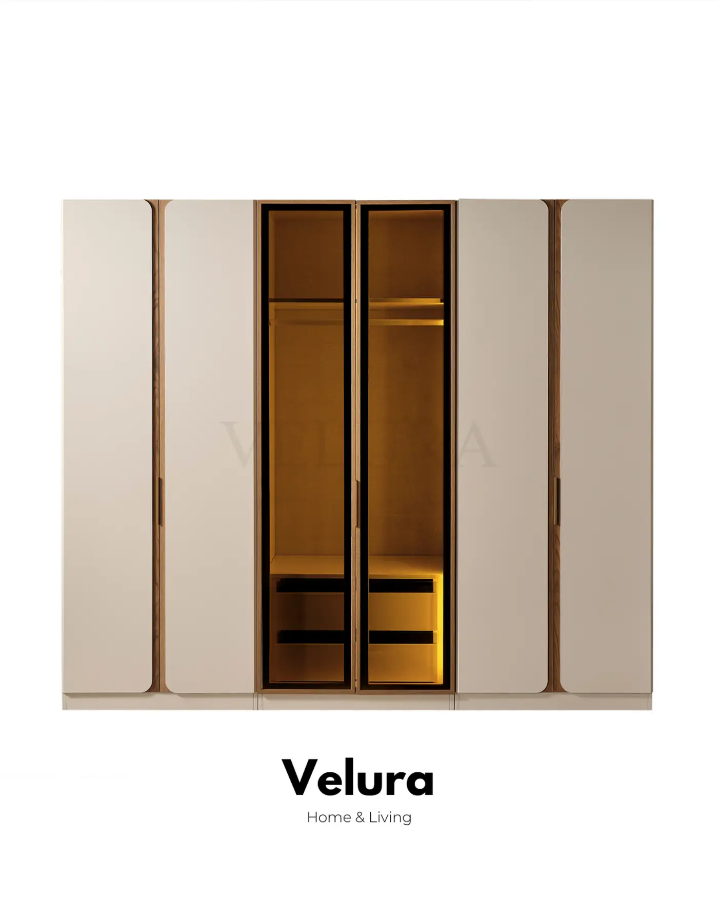 Aura 6 kapılı dolap krem modern suntalam modüler 3 parça
