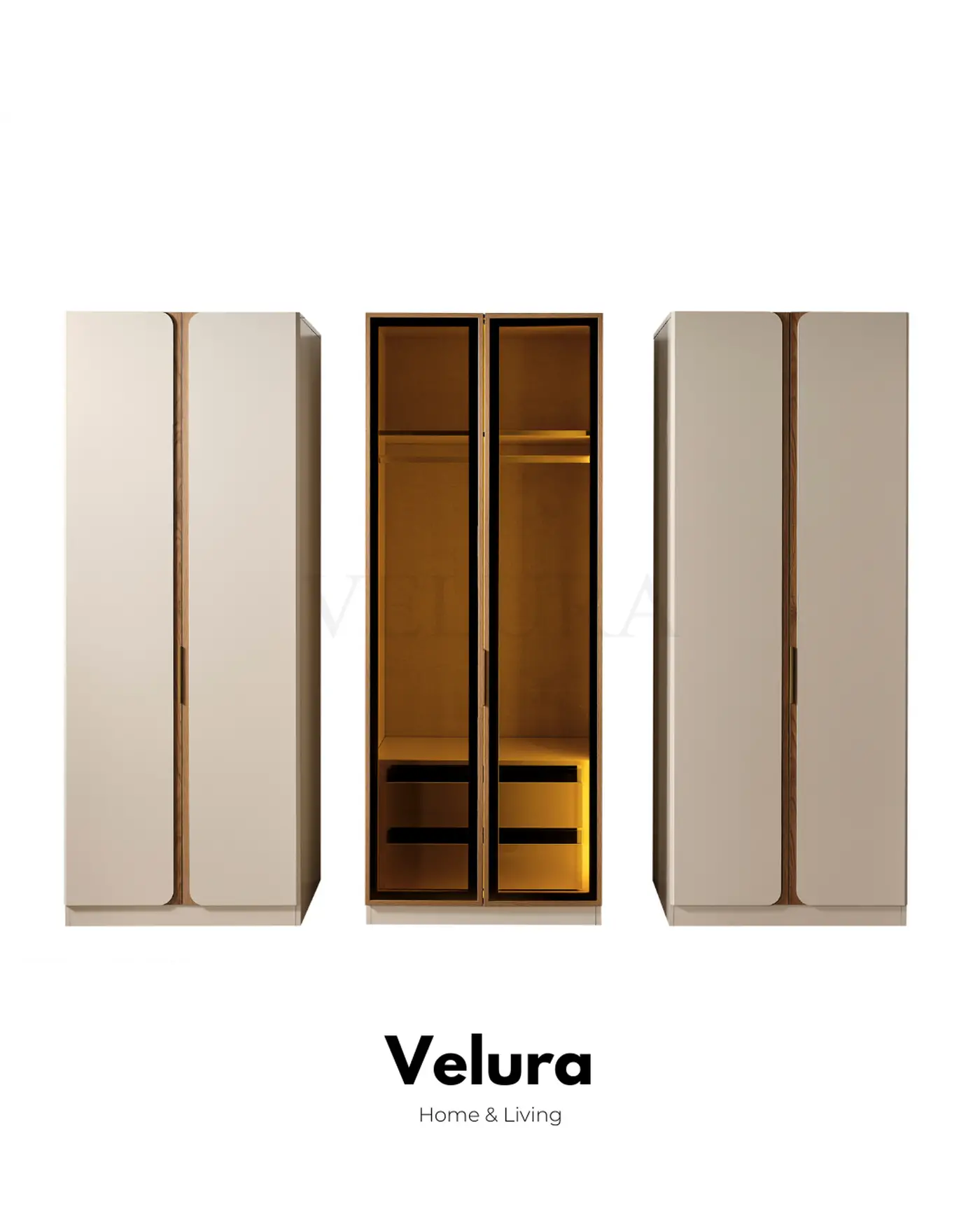 Aura 6 kapılı dolap krem modern suntalam modüler 3 parça