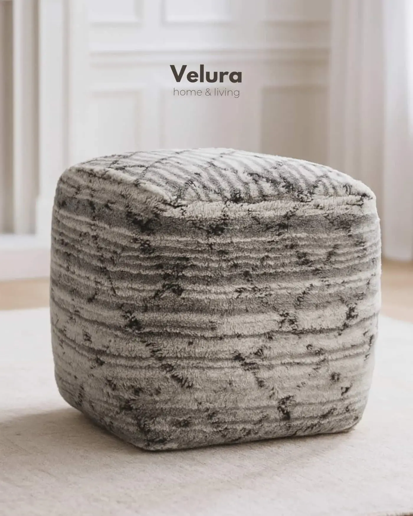 Azara Grey puf krem kahve tonları modern tasarım