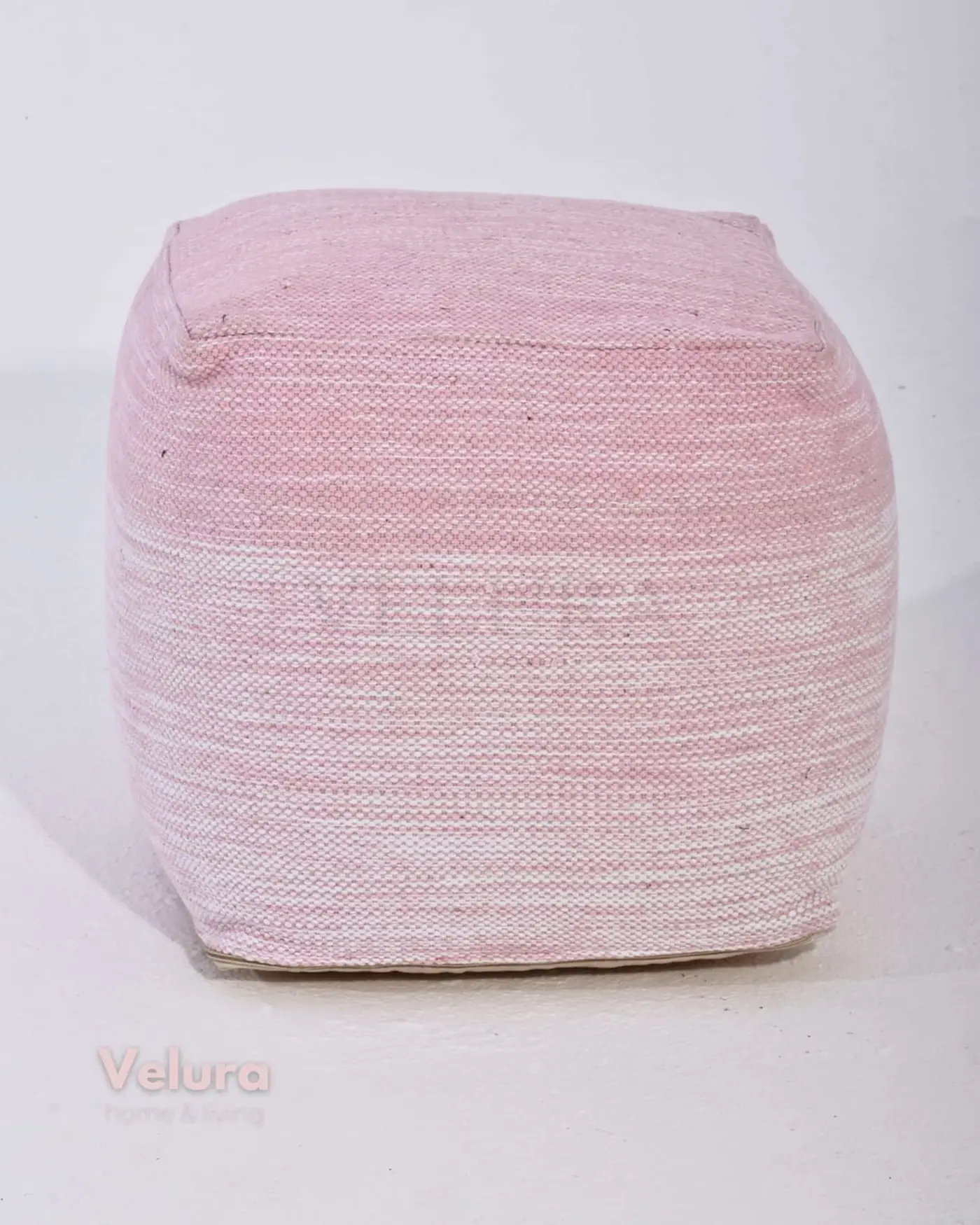 Velura Home modern pembe beyaz puf