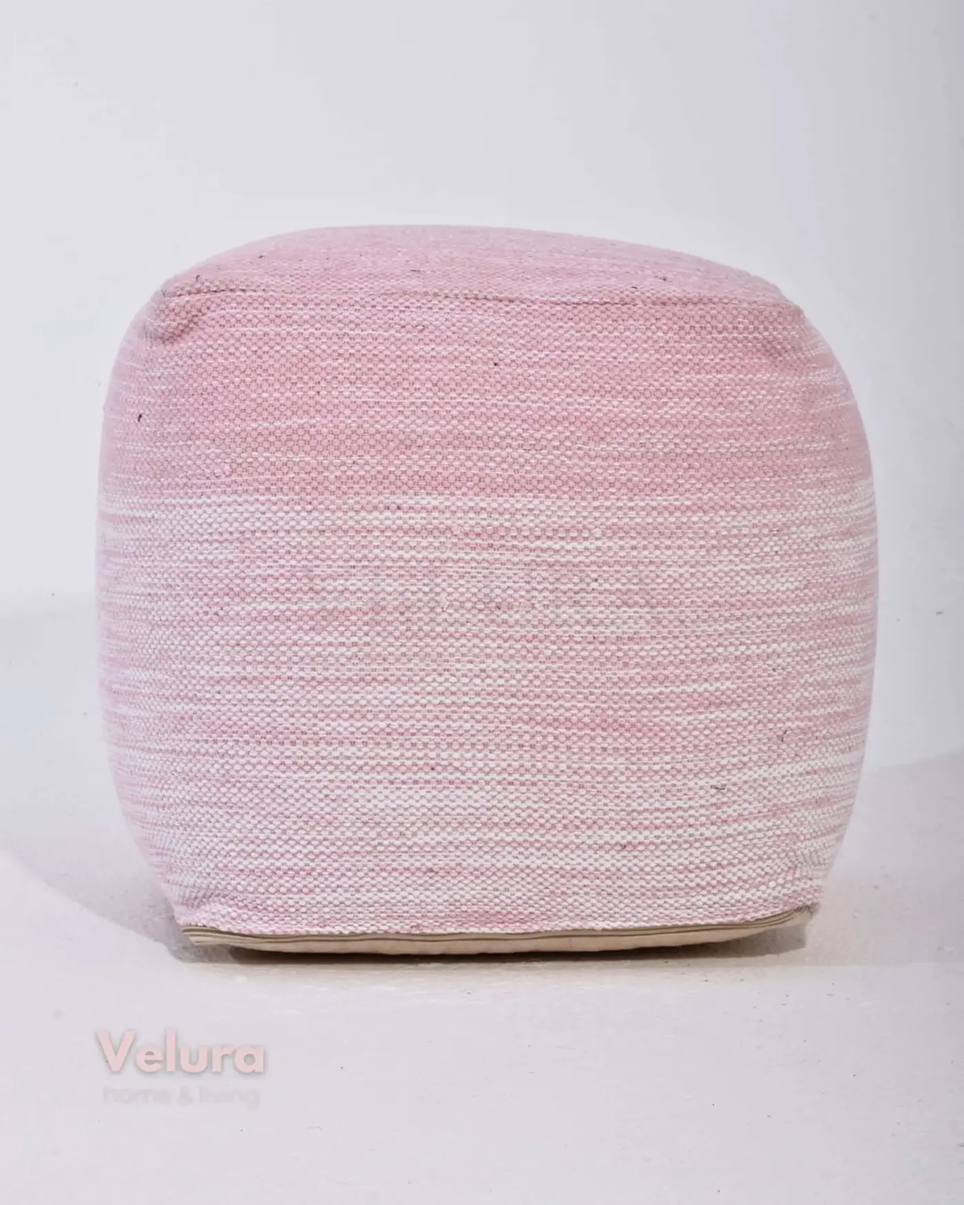 Velura Home modern pembe beyaz puf