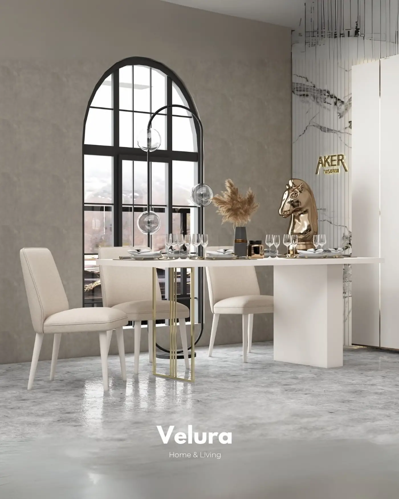 Destan Yemek Masası beyaz renk
