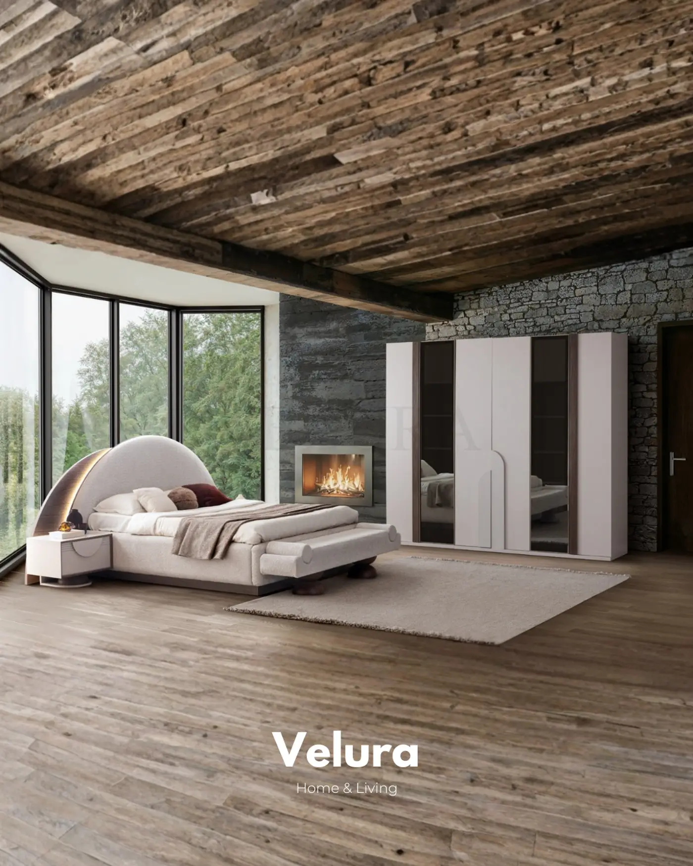 Modern komodin Estella krem ahşap başucu komodini 62 cm genişlik