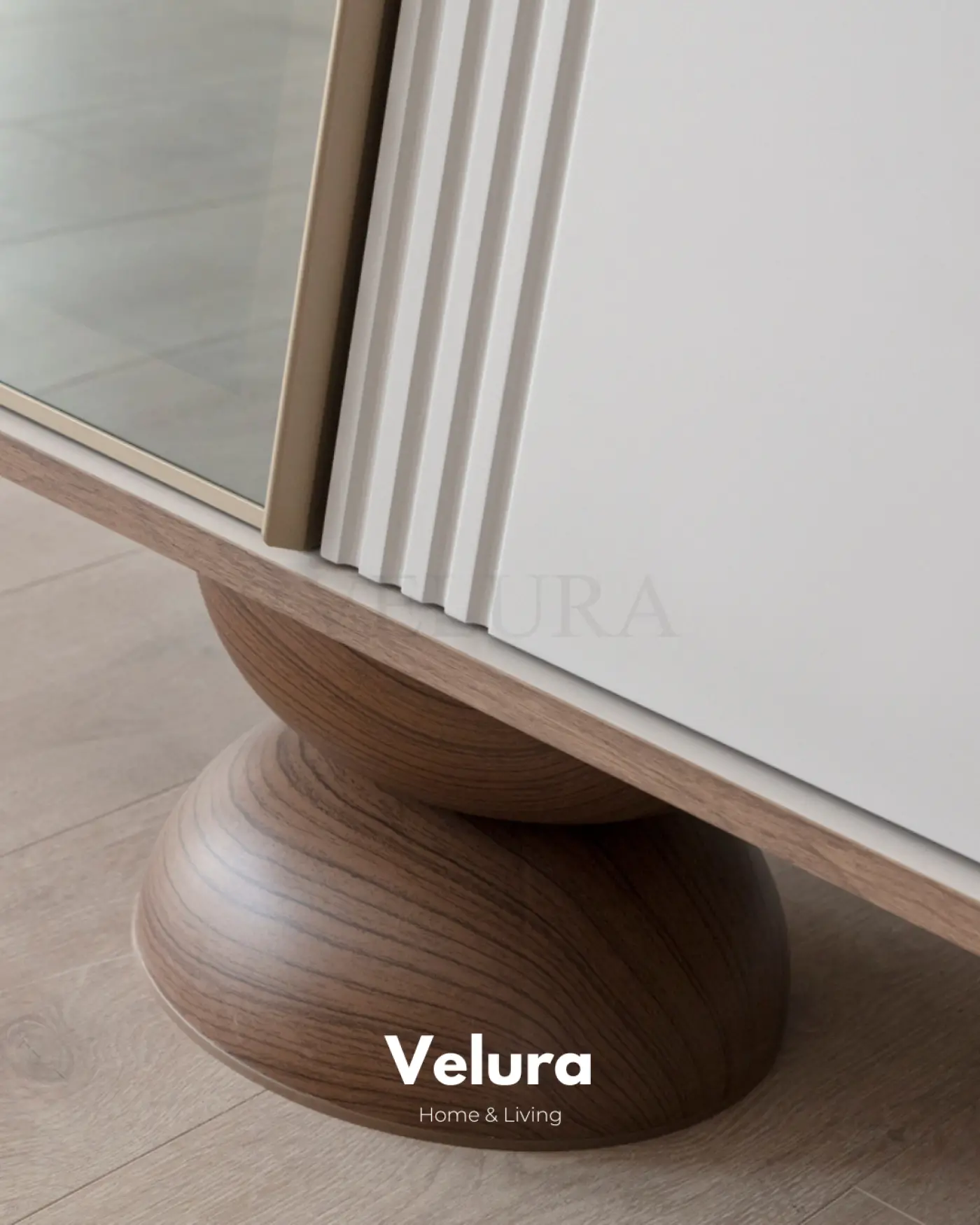 Estella Konsol beyaz modern ahşap ayaklı 4 kapaklı 2 cam kapak 208x45,2x83