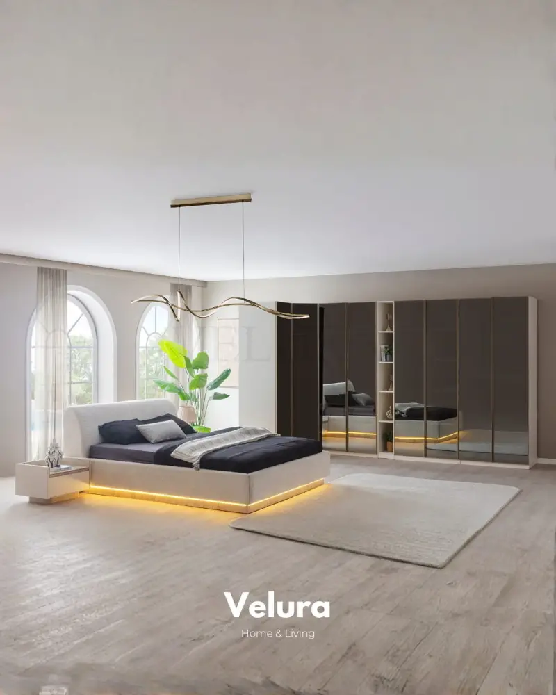 Flora Yatak Odası Takımı - Cam Kapaklı