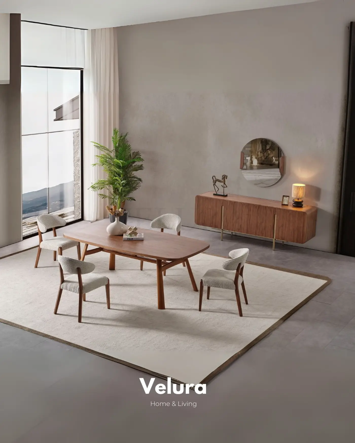 Genova Walnut Yemek Takımı koyu ceviz modern tasarım