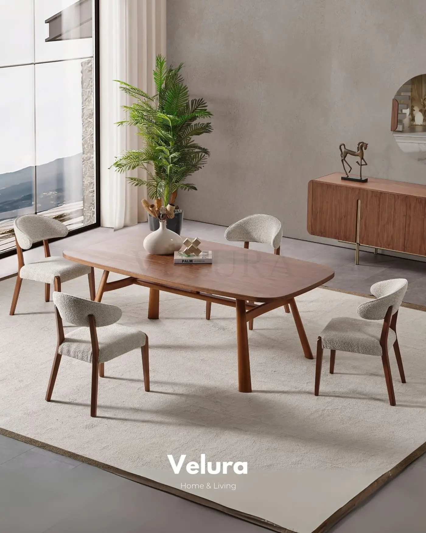 Genova Walnut Yemek Takımı koyu ceviz modern tasarım