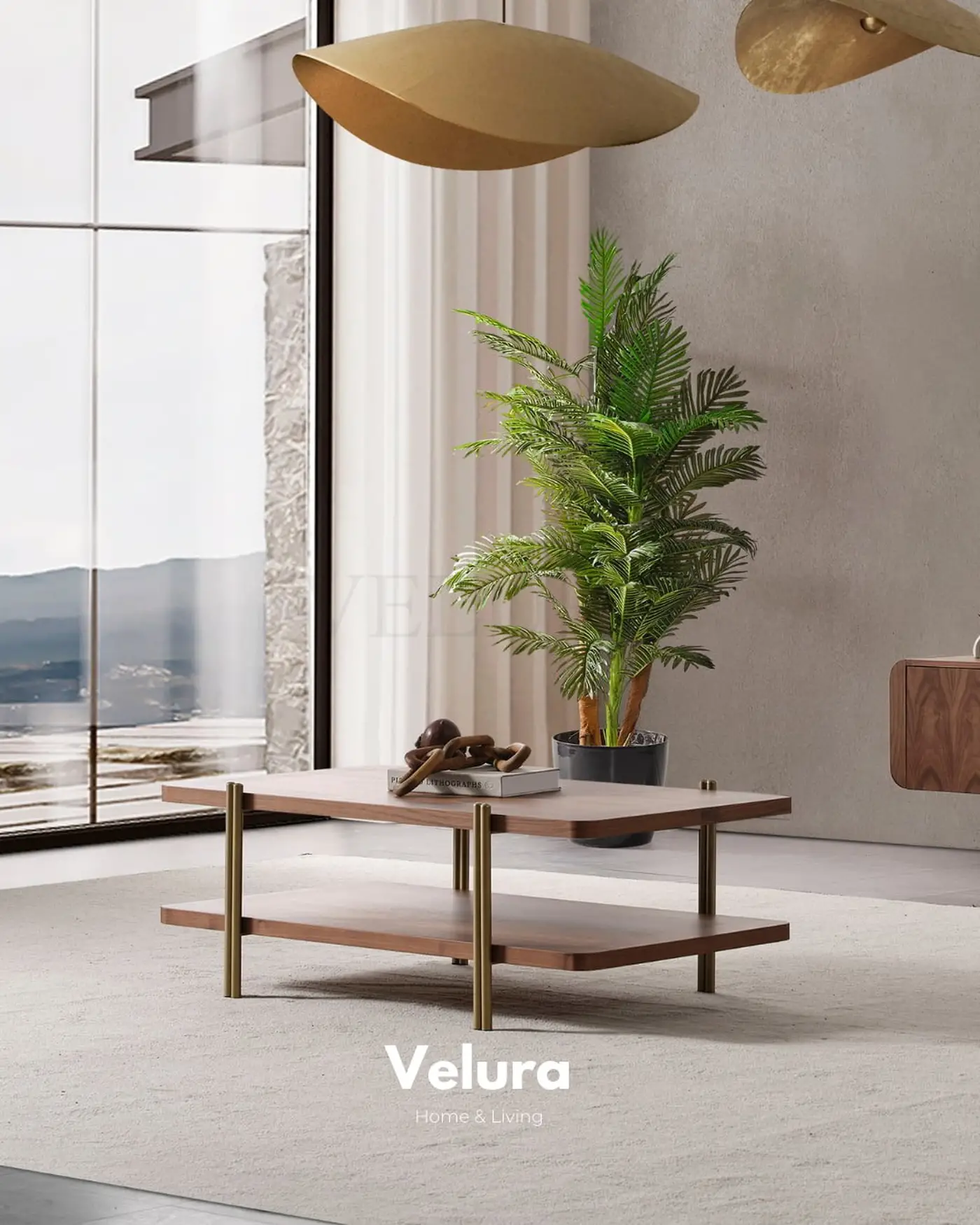 Genova Walnut Orta Sehpa koyu ceviz modern tasarım