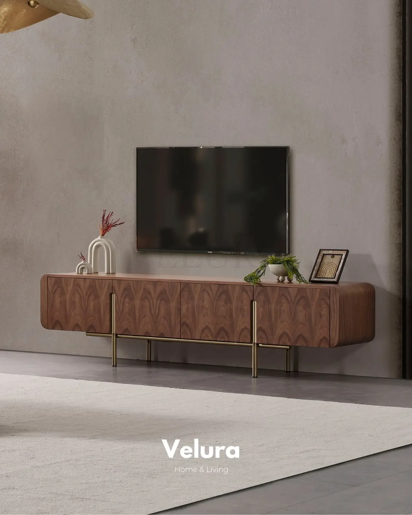 Genova Walnut Tv Ünitesi koyu ceviz modern tasarım
