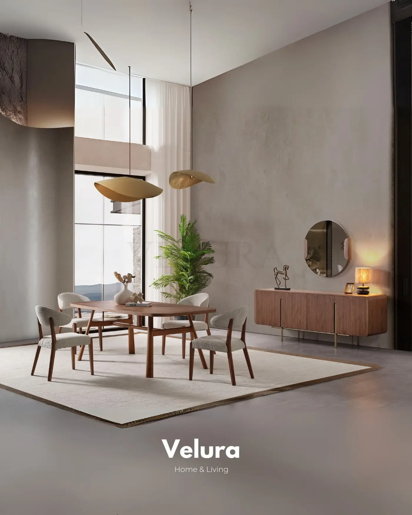 Genova Walnut Yemek Masası koyu ceviz modern tasarım