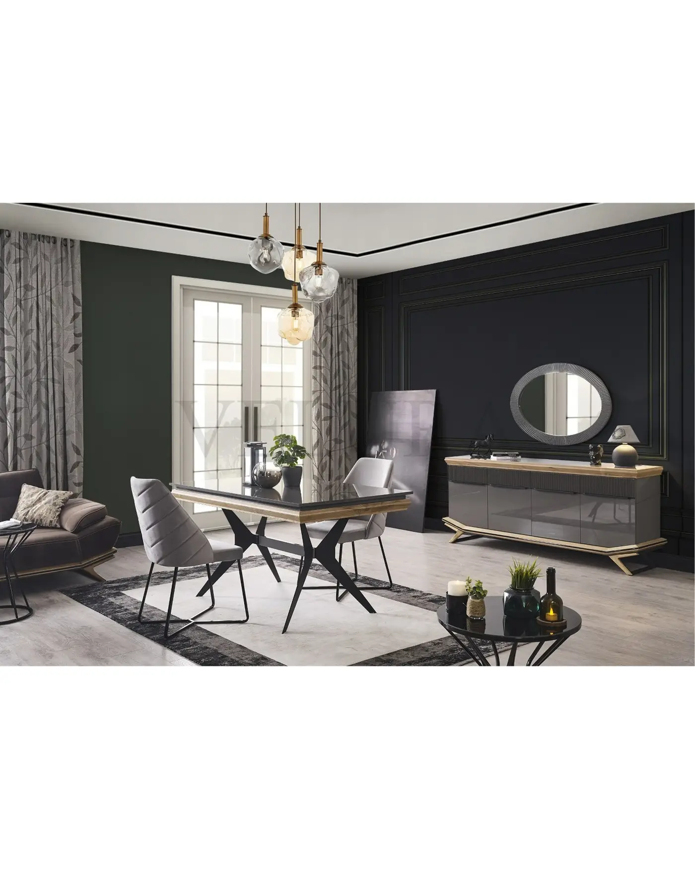 Grand Yemek Takımı - Velura Home Ahşap Detaylı Modern Grand Yemek Odası Takımı