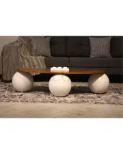 Küre Sehpa Beyaz - Fasülye Ceviz Mdf Küre Sehpa Beyaz - Fasülye Ceviz Mdf