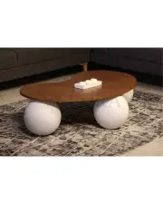 Küre Sehpa Beyaz - Fasülye Ceviz Mdf Küre Sehpa Beyaz - Fasülye Ceviz Mdf