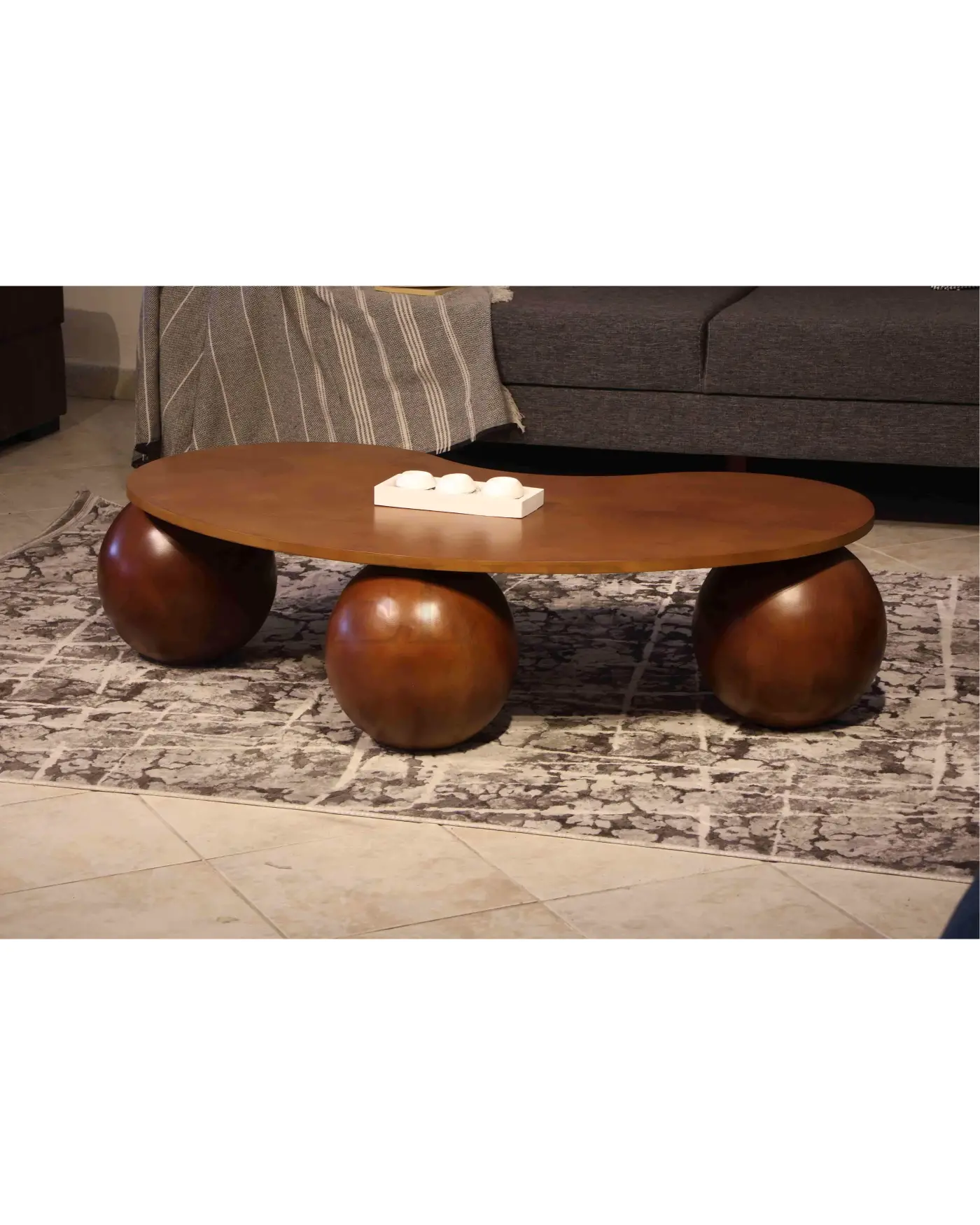 Modern Ceviz MDF Orta Sehpa Ceviz küre ayaklı ceviz mdf sehpa