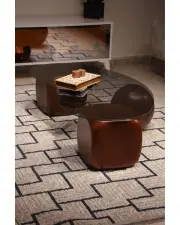 Zarla Düz Ceviz Sehpa - Füme Cam Zarla Düz Ceviz Sehpa - Füme Cam