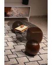 Zaro Düz Ceviz Sehpa - Füme Cam Zaro Düz Ceviz Sehpa - Füme Cam