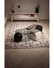Küre Orta Sehpa - 2 Siyah Top 1 Beyaz Zar - Fasulye - Füme Cam