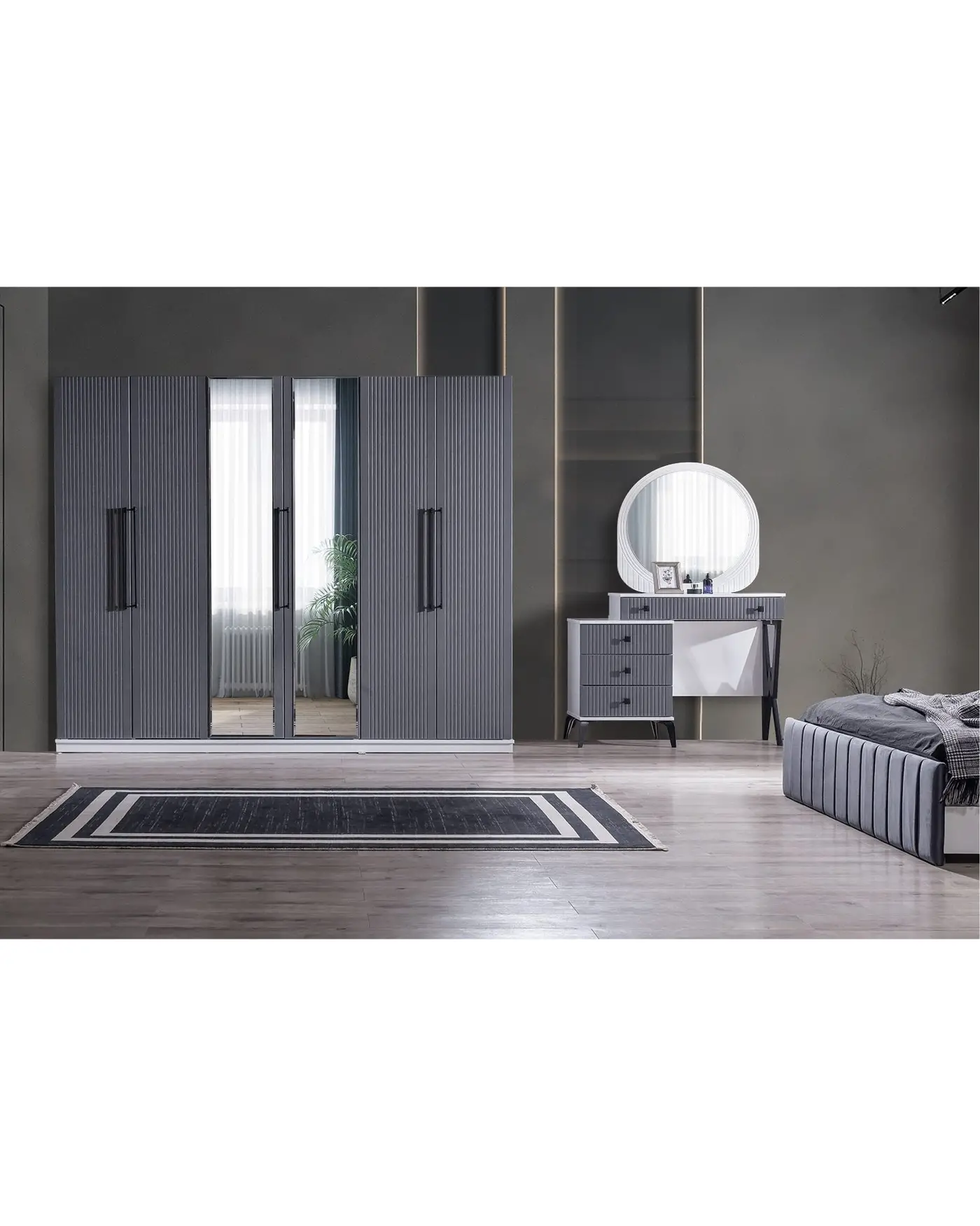 Velura Home Stil Antrasit Yatak Odası Stil Antrasit Yatak Odası Takımı Modern Tasarım