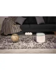 Küre Orta Sehpa - 1 Traverten Desen & 1 Beyaz Zar - Oval - Şeffaf Cam
