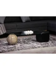 Küre Orta Sehpa - 1 Traverten Desen & 1 Siyah Zar - Oval - Şeffaf Cam Küre Orta Sehpa - 1 Traverten Desen & 1 Siyah Zar - Oval - Şeffaf Cam