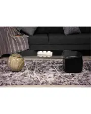 Küre Orta Sehpa - 1 Traverten Desen & 1 Siyah Zar - Oval - Şeffaf Cam Küre Orta Sehpa - 1 Traverten Desen & 1 Siyah Zar - Oval - Şeffaf Cam