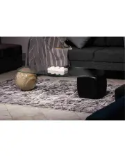 Küre Orta Sehpa - 1 Traverten Desen & 1 Siyah Zar - Oval - Şeffaf Cam Küre Orta Sehpa - 1 Traverten Desen & 1 Siyah Zar - Oval - Şeffaf Cam