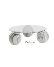 Küre Orta Sehpa - Diana Traverten Mermer - yuvarlak cam Küre Orta Sehpa - Diana Traverten Mermer - yuvarlak cam