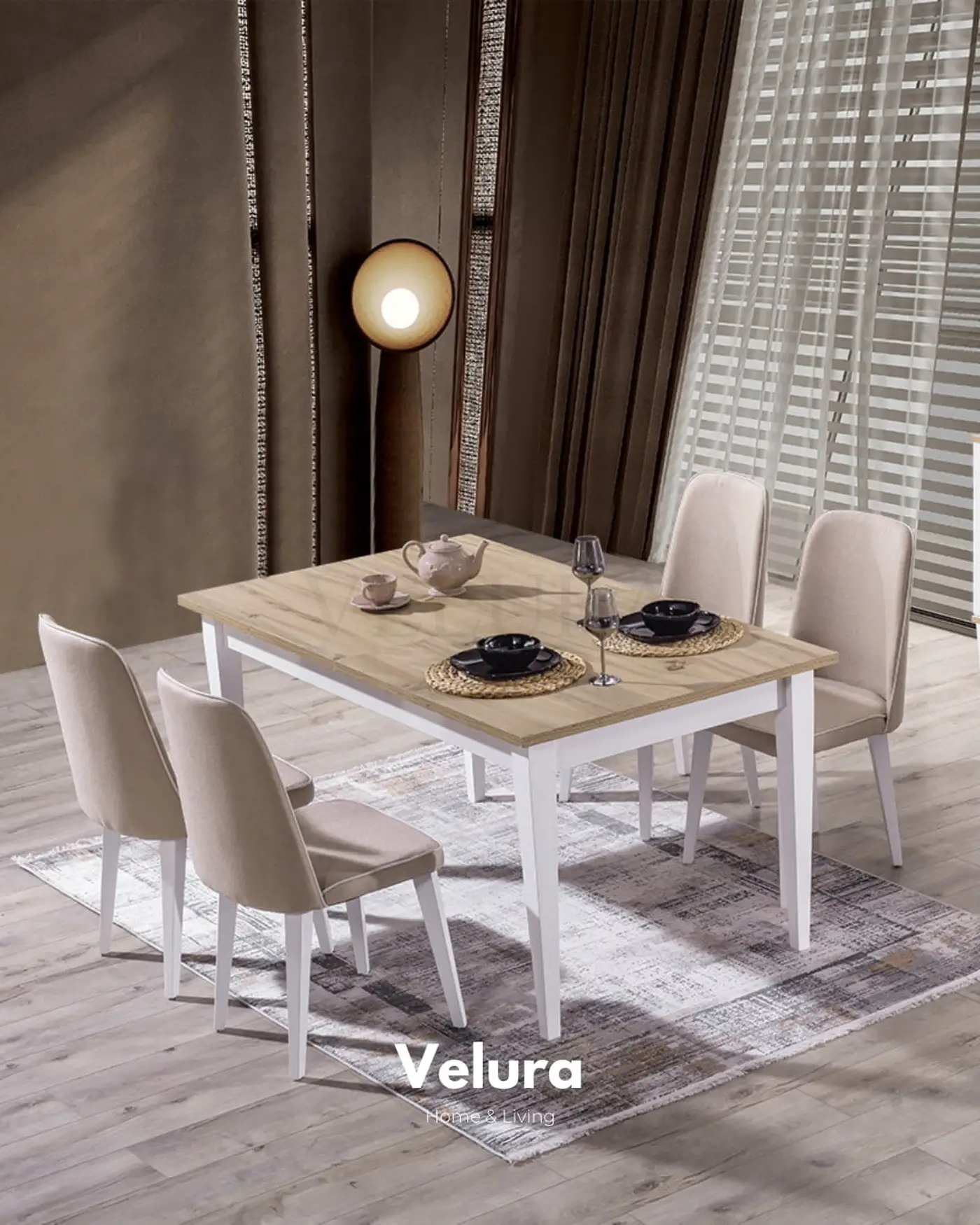 Legna Yemek Masası beyaz ayaklı açılır