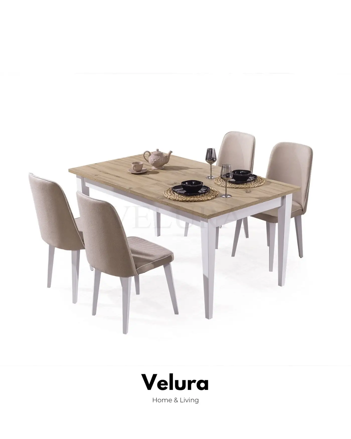 Legna Yemek Masası beyaz ayaklı açılır