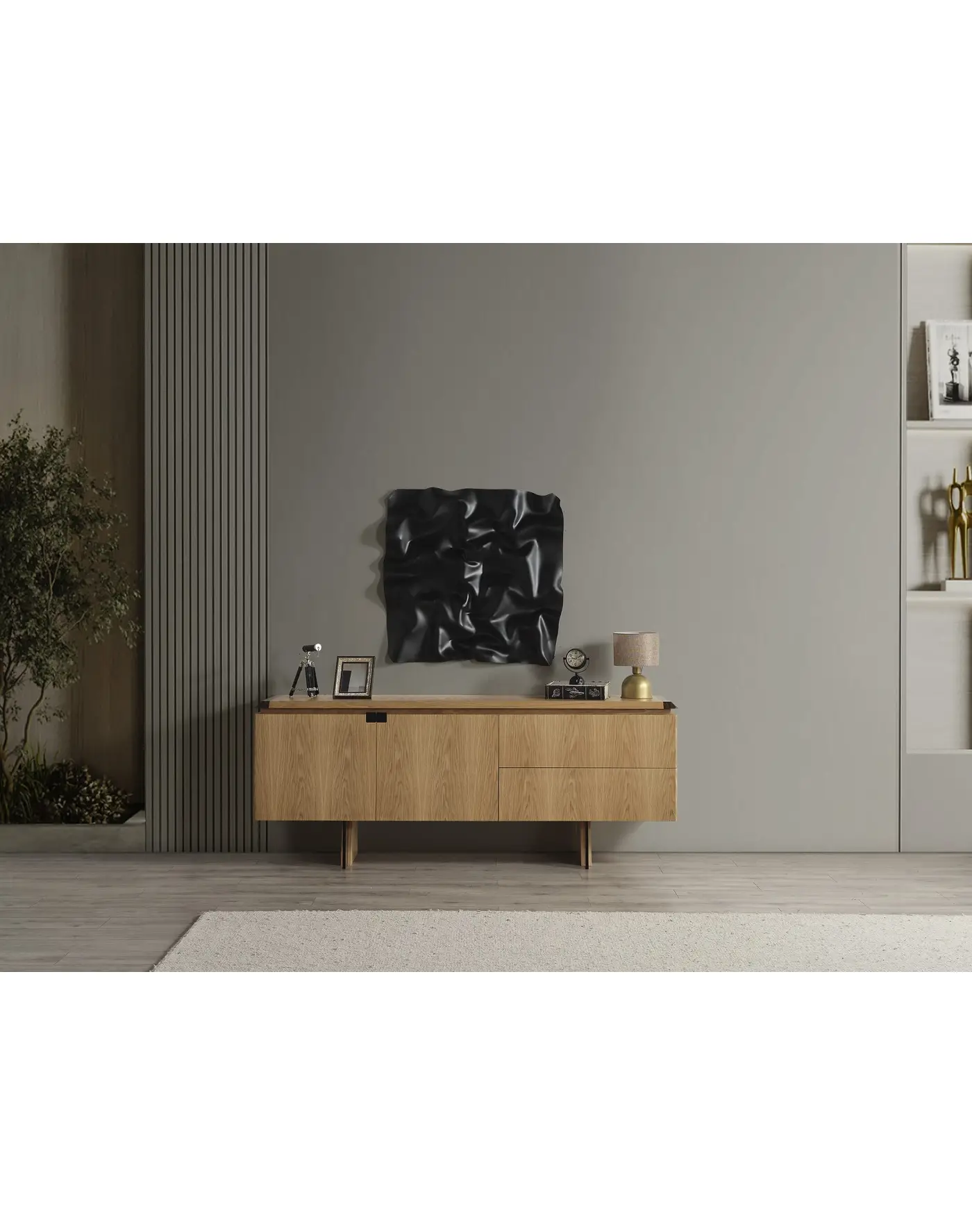 Beliz Konsol Naturel Ahşap Kapaklı Modern Ahşap Konsol