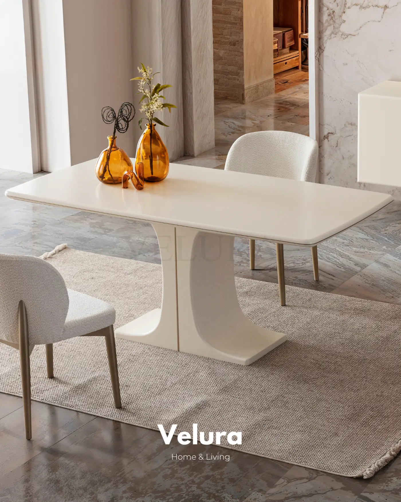 Marcel Konsol krem modern 200 cm 4 kapaklı suntalam gövde MDF kapak