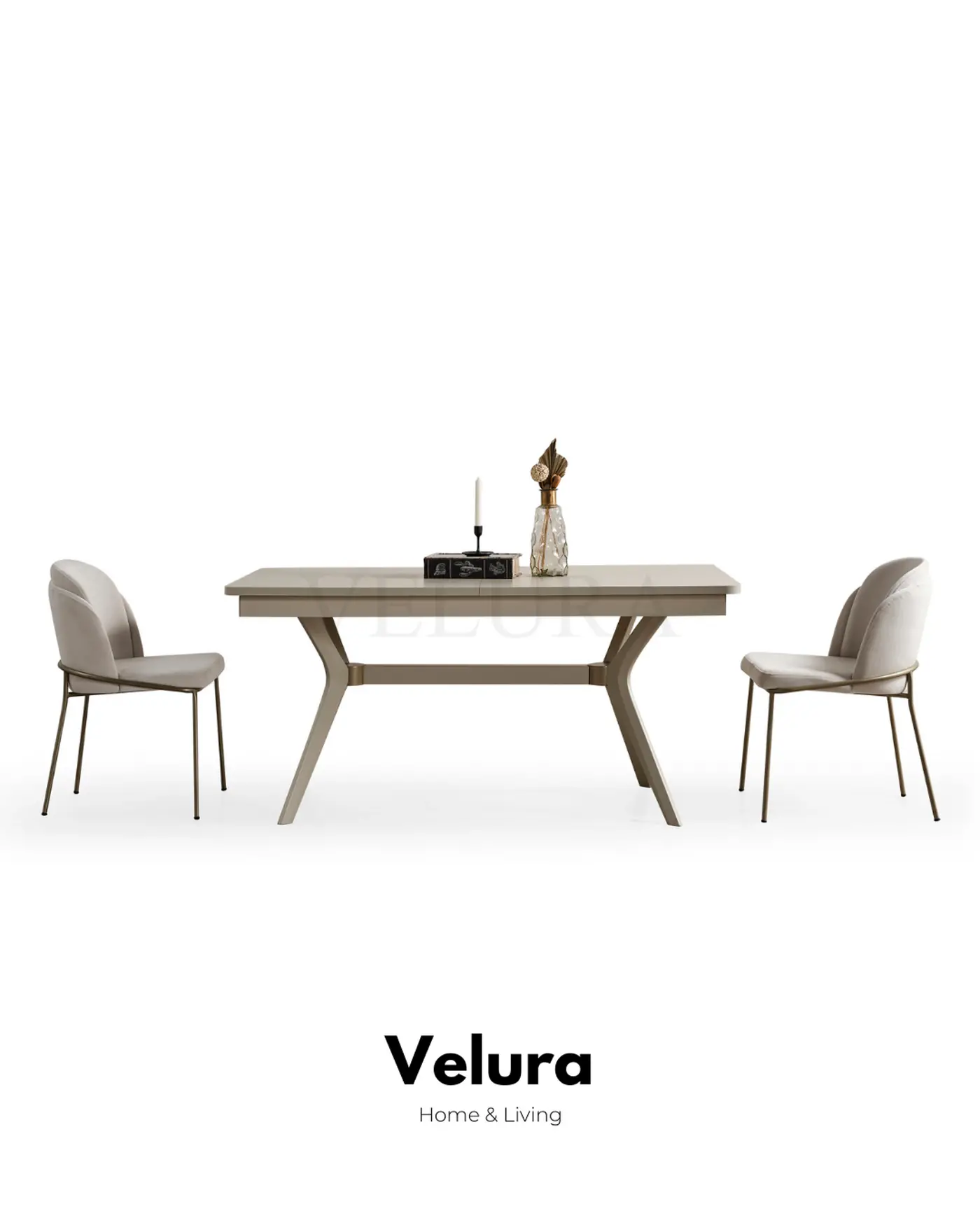 Monaco krem yemek masası açılır genişleyebilir modern tasarım 204 cm açık genişlik