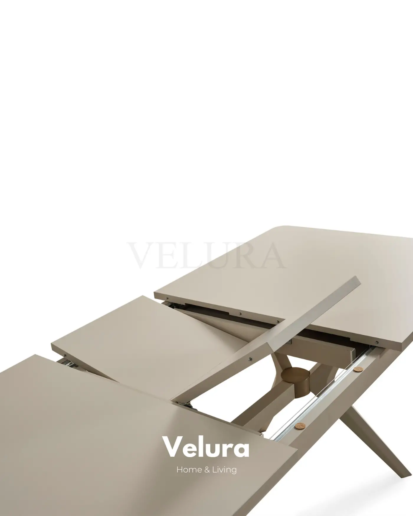 Monaco krem yemek masası açılır genişleyebilir modern tasarım 204 cm açık genişlik