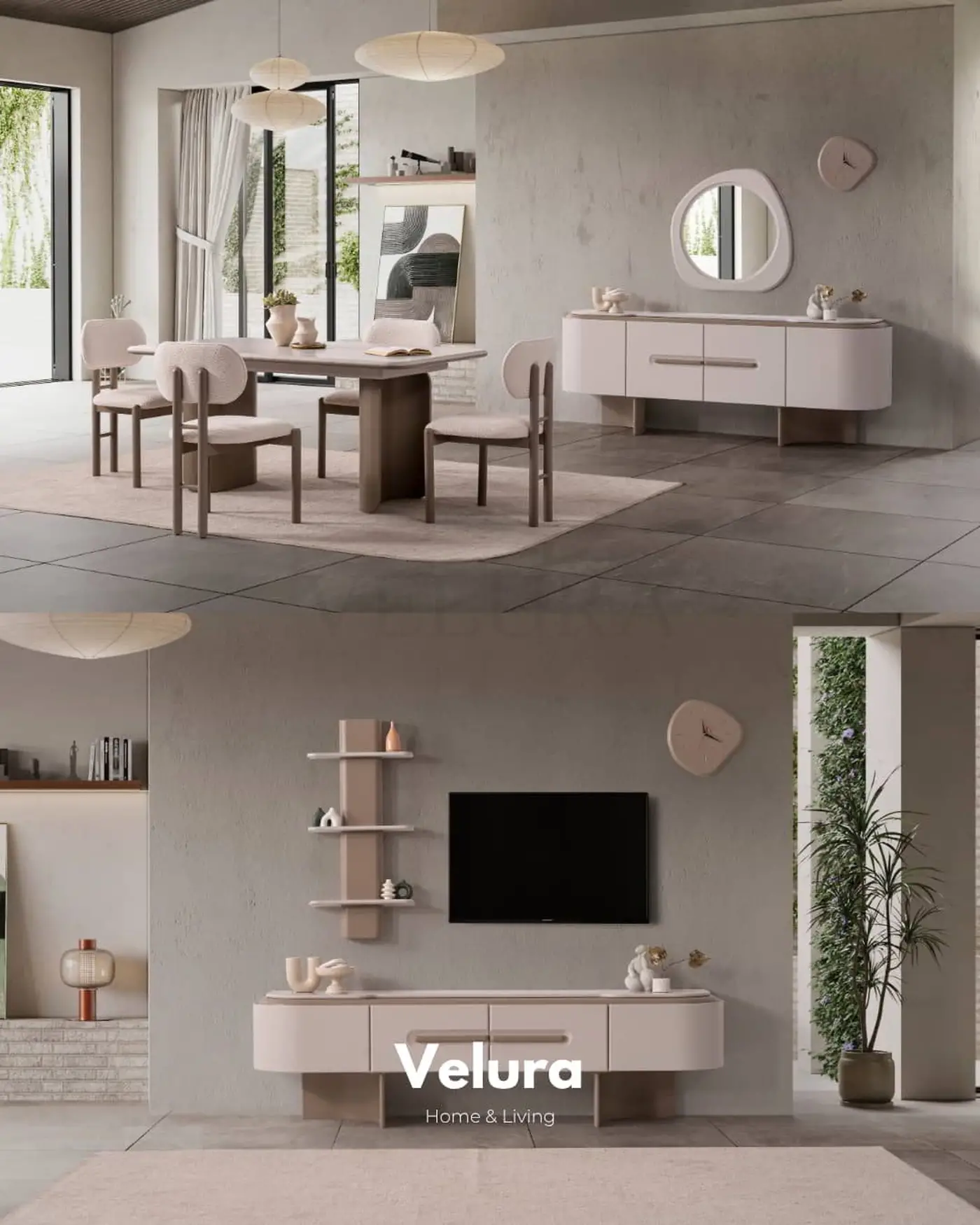 Opera Yemek Takımı kahverengi tonlarda modern yemek odası