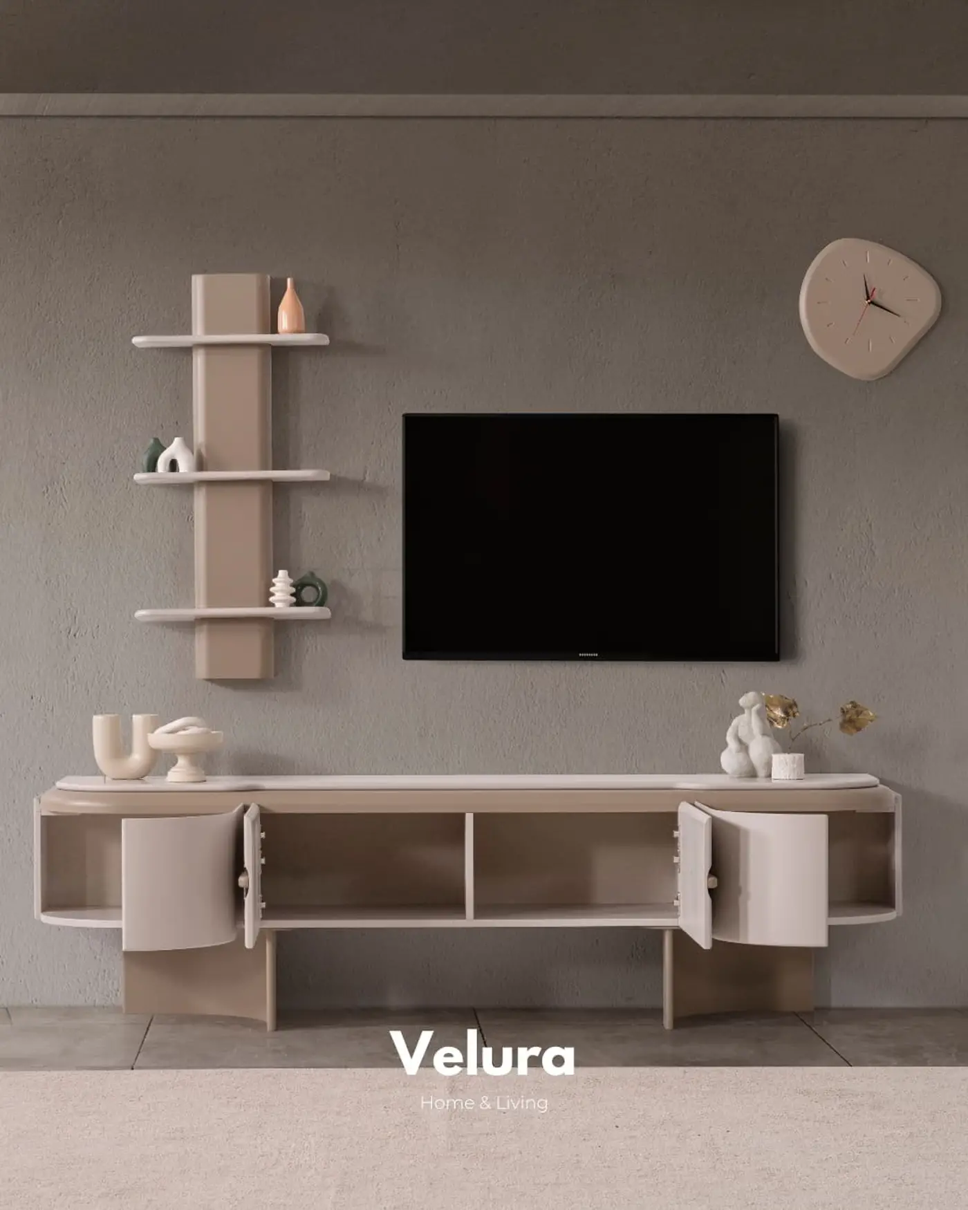 Yerden yüksek ayaklı, şık ve fonksiyonel Opera TV Ünitesi modeli
