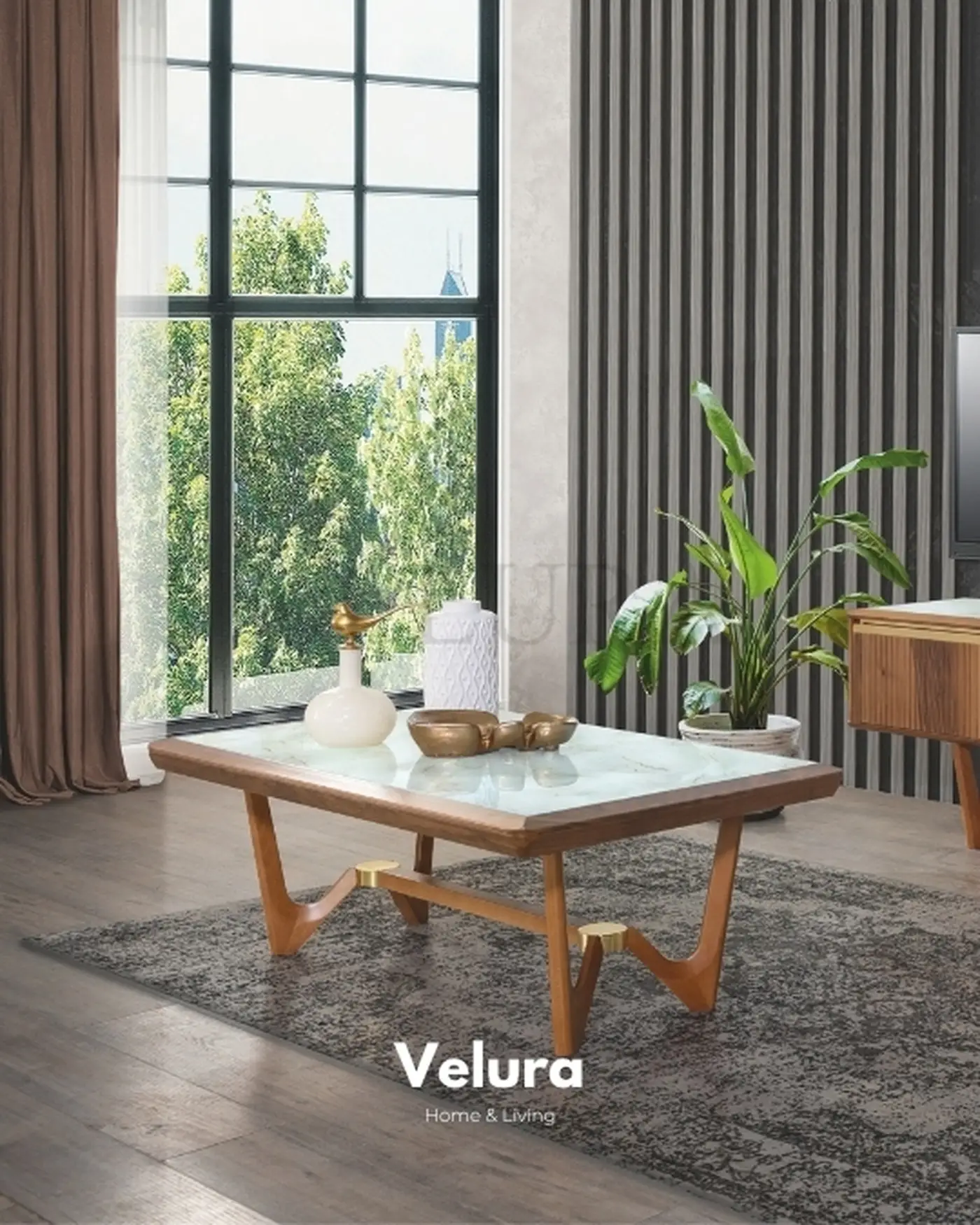 Riva Orta Sehpa ahşap ayaklı beyaz üst tabla