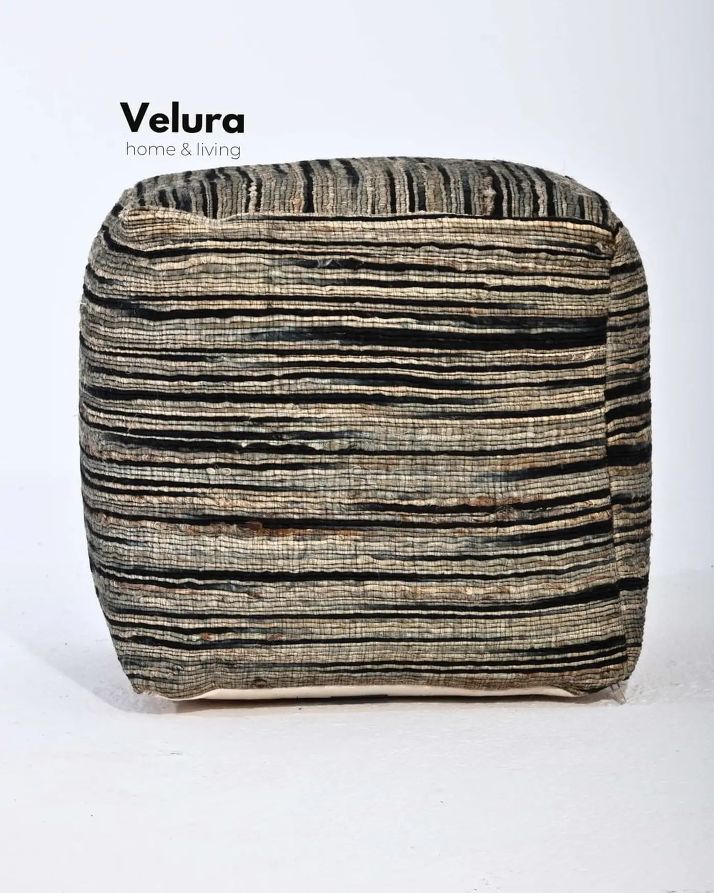 Shiro Beige Black puf hasır dokulu