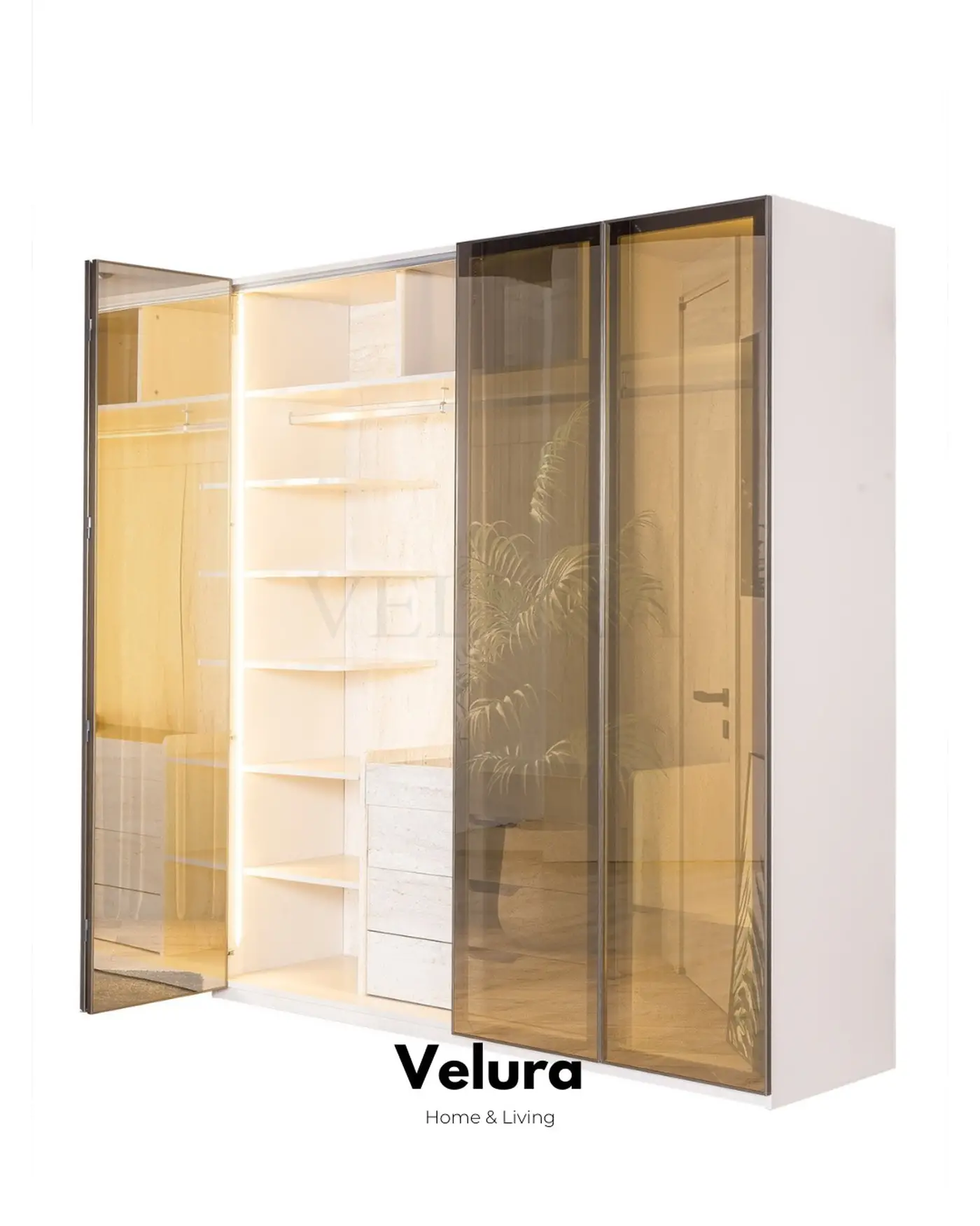 Velura Home cam kapaklı dolap modeli