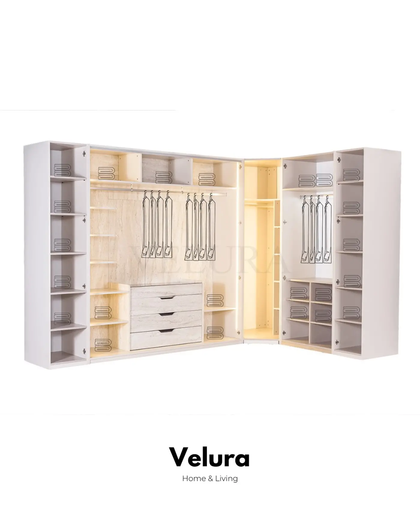 Velura Home köşe dolap modeli 9 kapılı