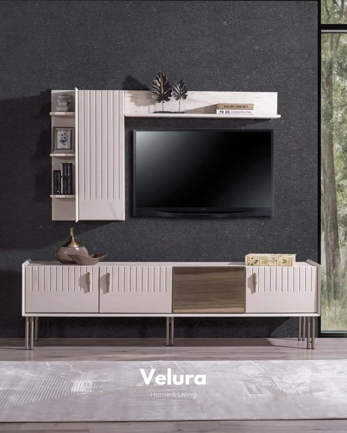 Tress TV Ünitesi kırık beyaz modern tasarım
