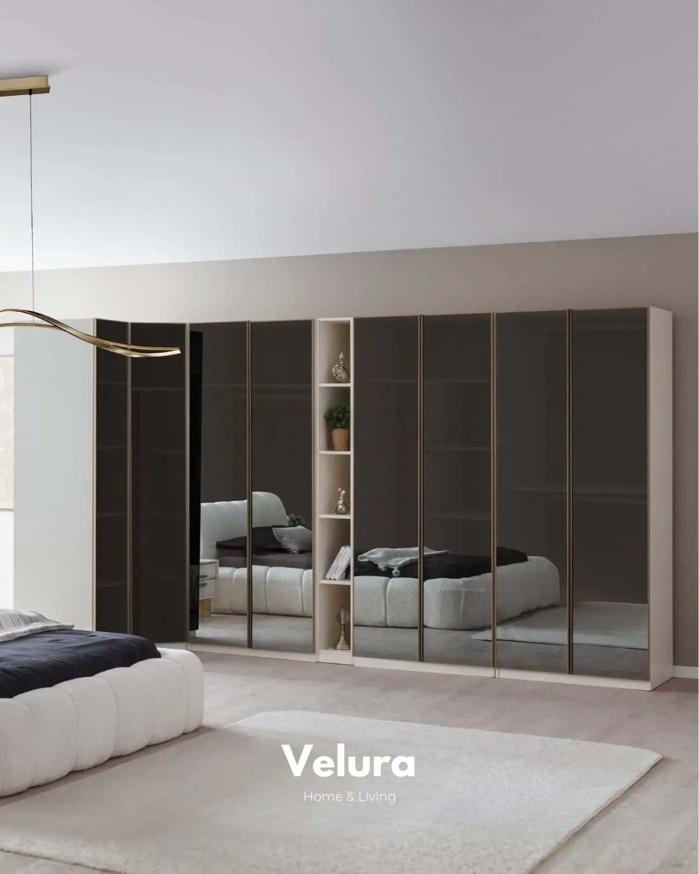 Valore 8 Cam Kapaklı Köşe Dolap – 360×135×220 L-plan