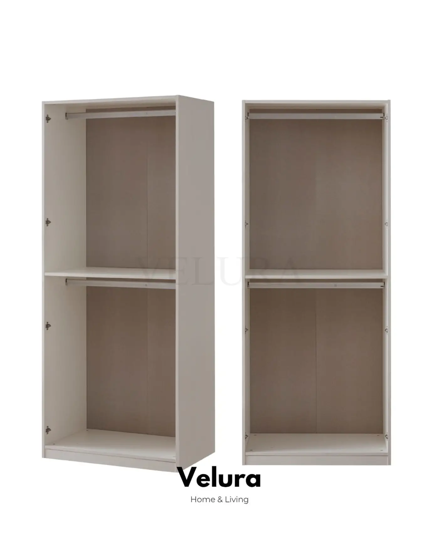 Valore 6 Kapılı Dolap – Kırık beyaz, 2 cam kapaklı