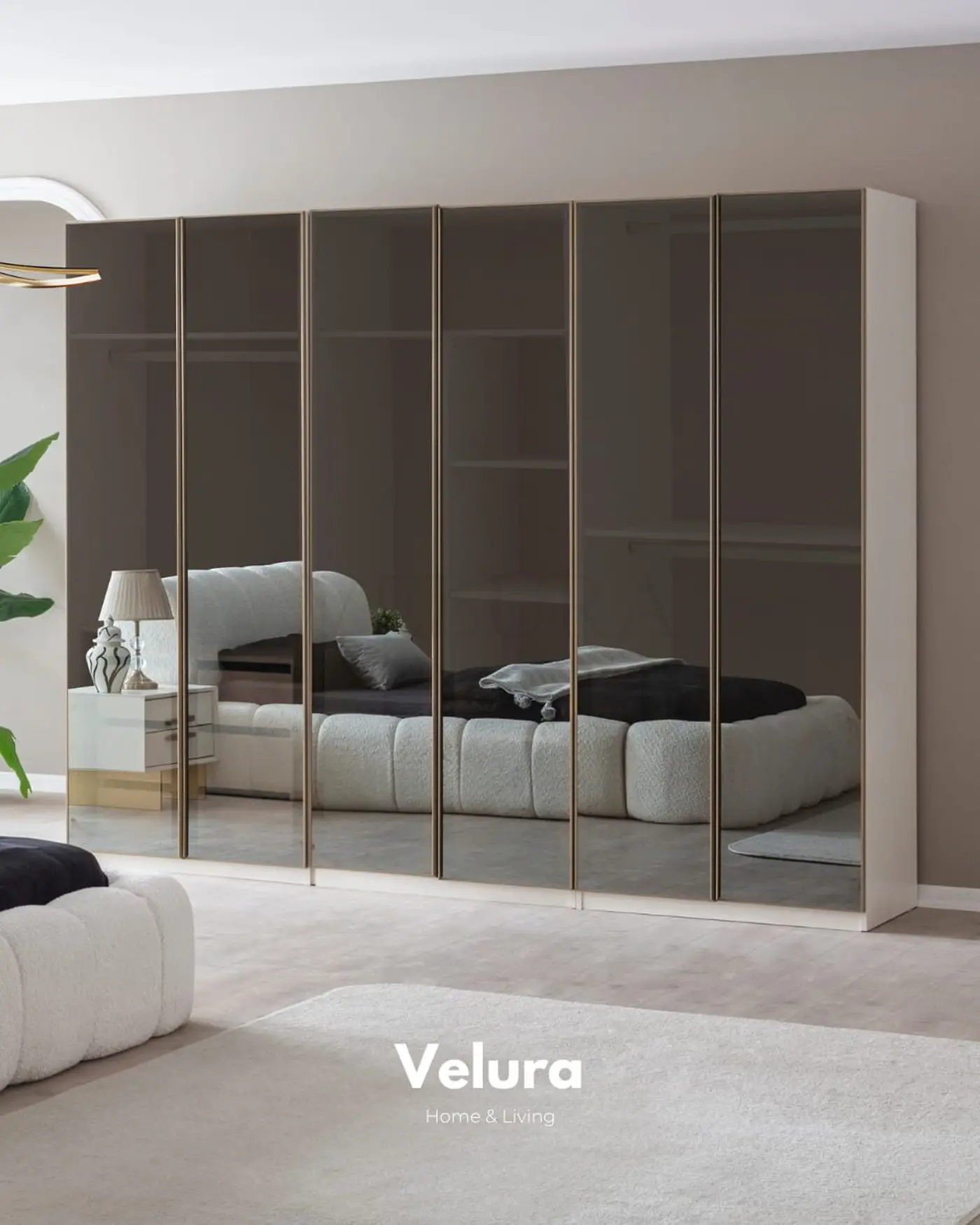 Valore 6 Cam Kapaklı Dolap – Tam cam cepheli modern gardırop