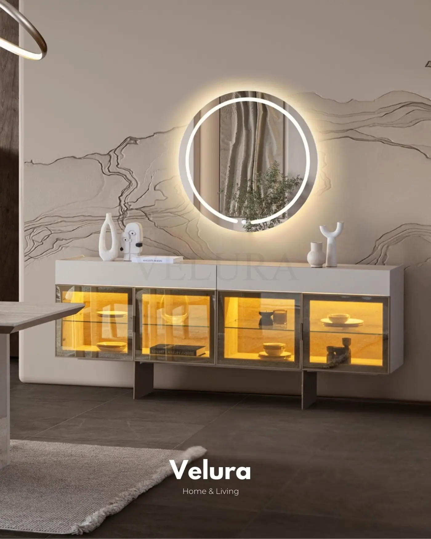 Verona Konsol LED aydınlatmalı traverten desen