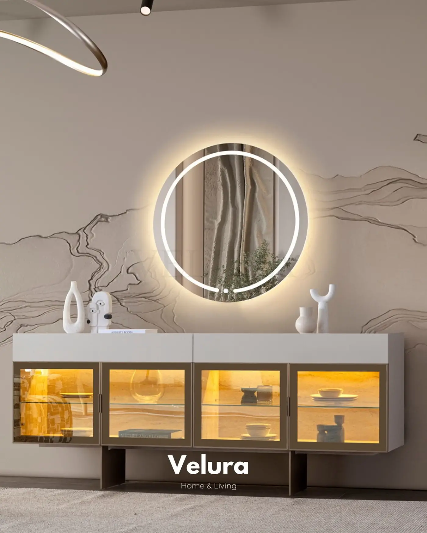 Verona Konsol LED aydınlatmalı traverten desen