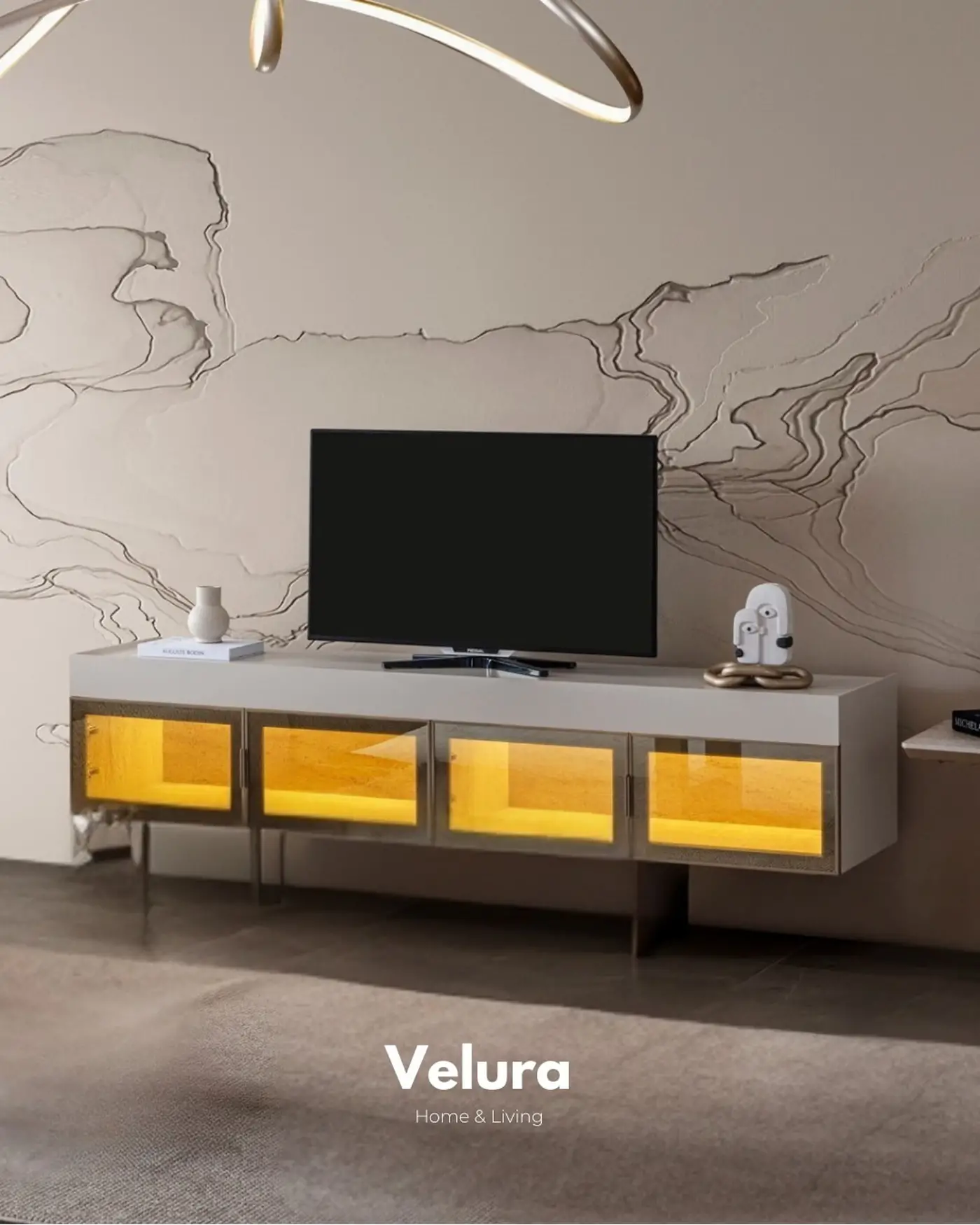 Modern salon için traverten desen Verona Tv Ünitesi