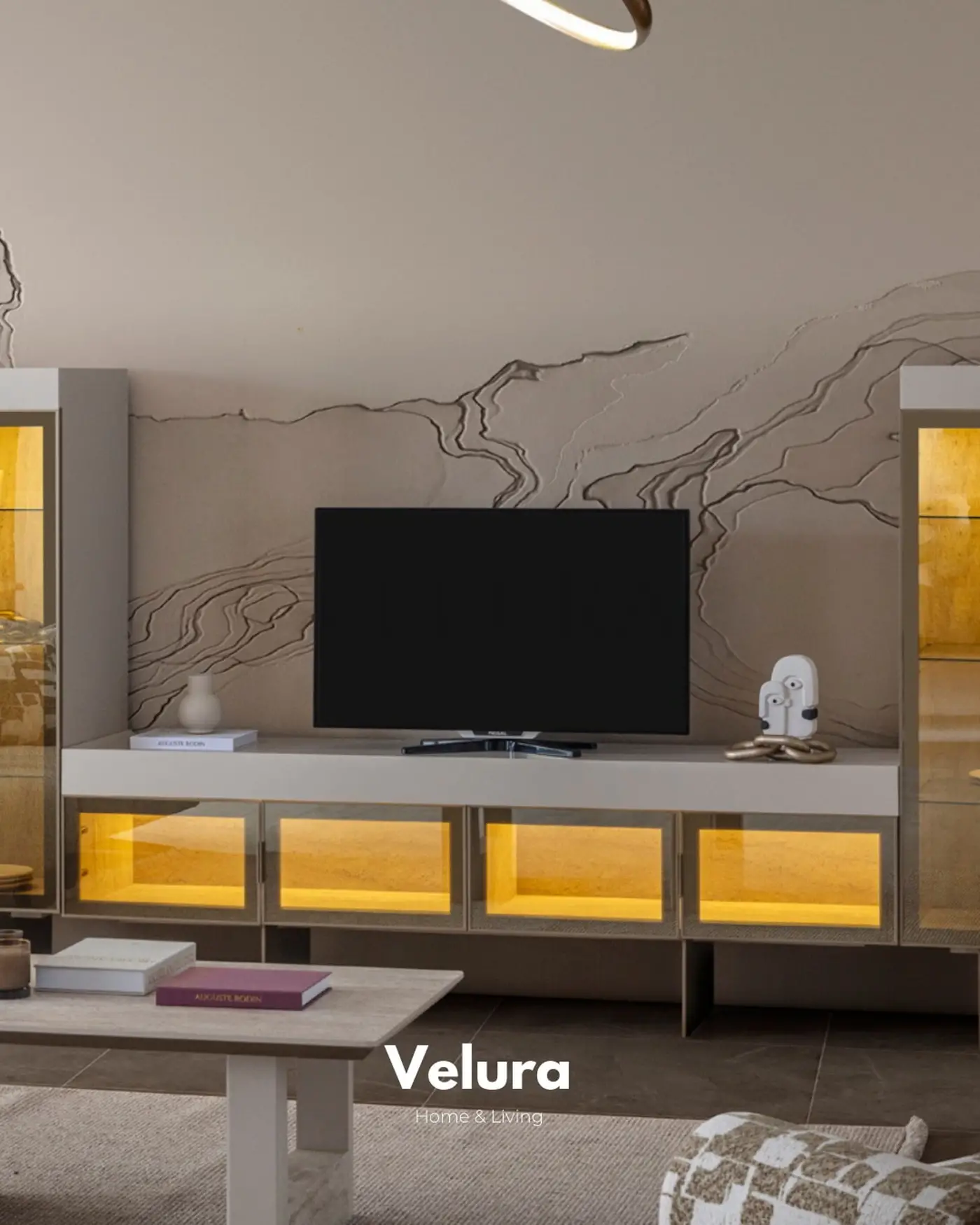 Modern salon için traverten desen Verona Tv Ünitesi