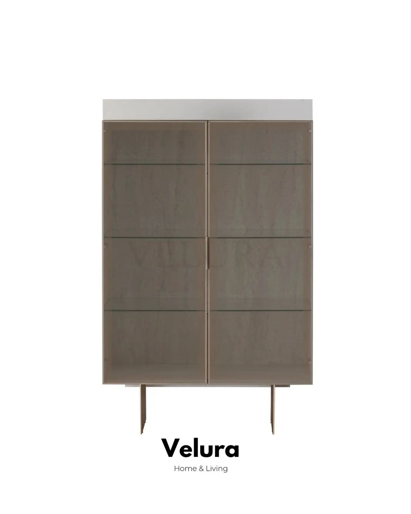 Verona Vitrin traverten desenli cam raflı LED aydınlatmalı vitrin modeli