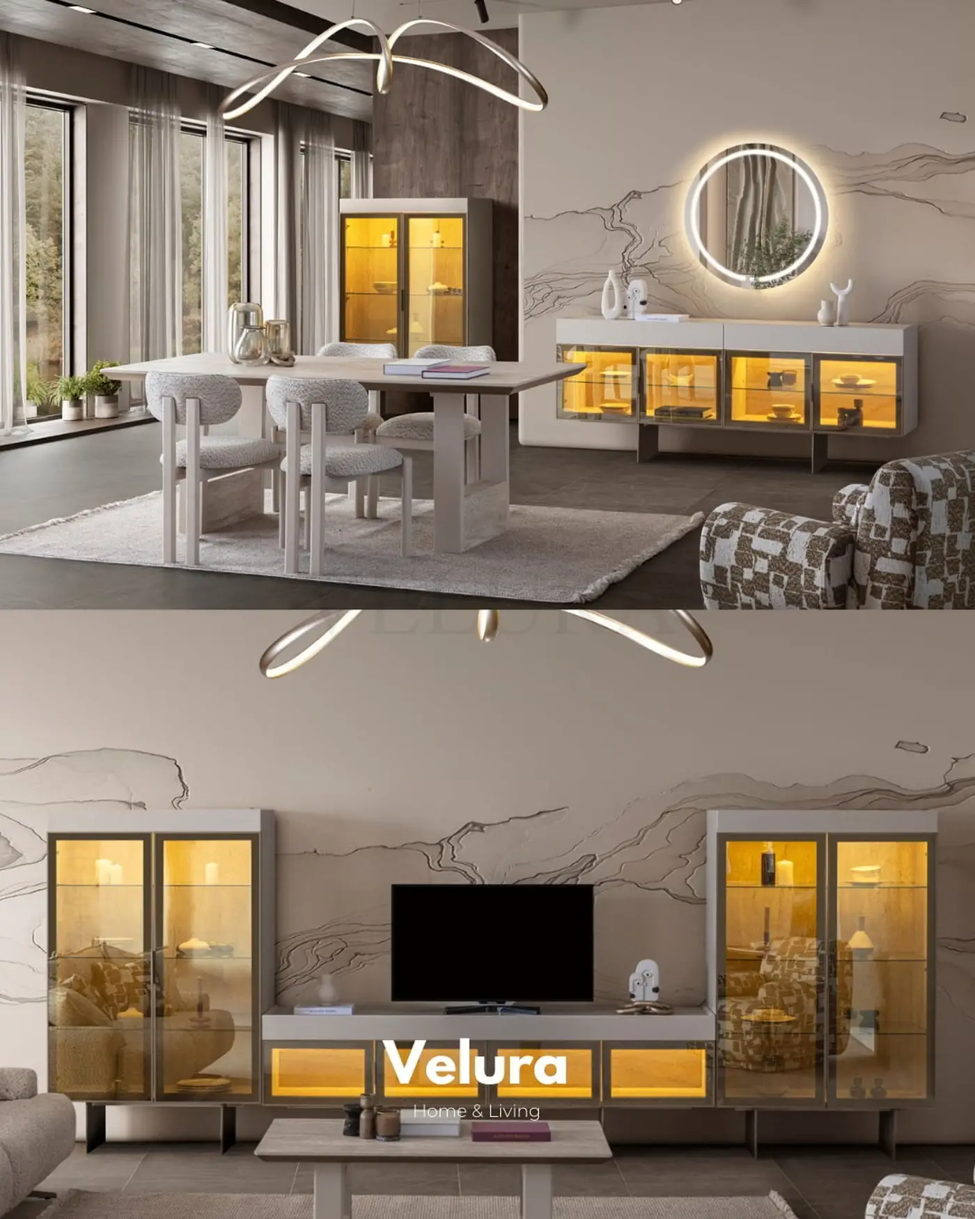 Verona Walnut Yemek Takımı koyu ceviz modern tasarım