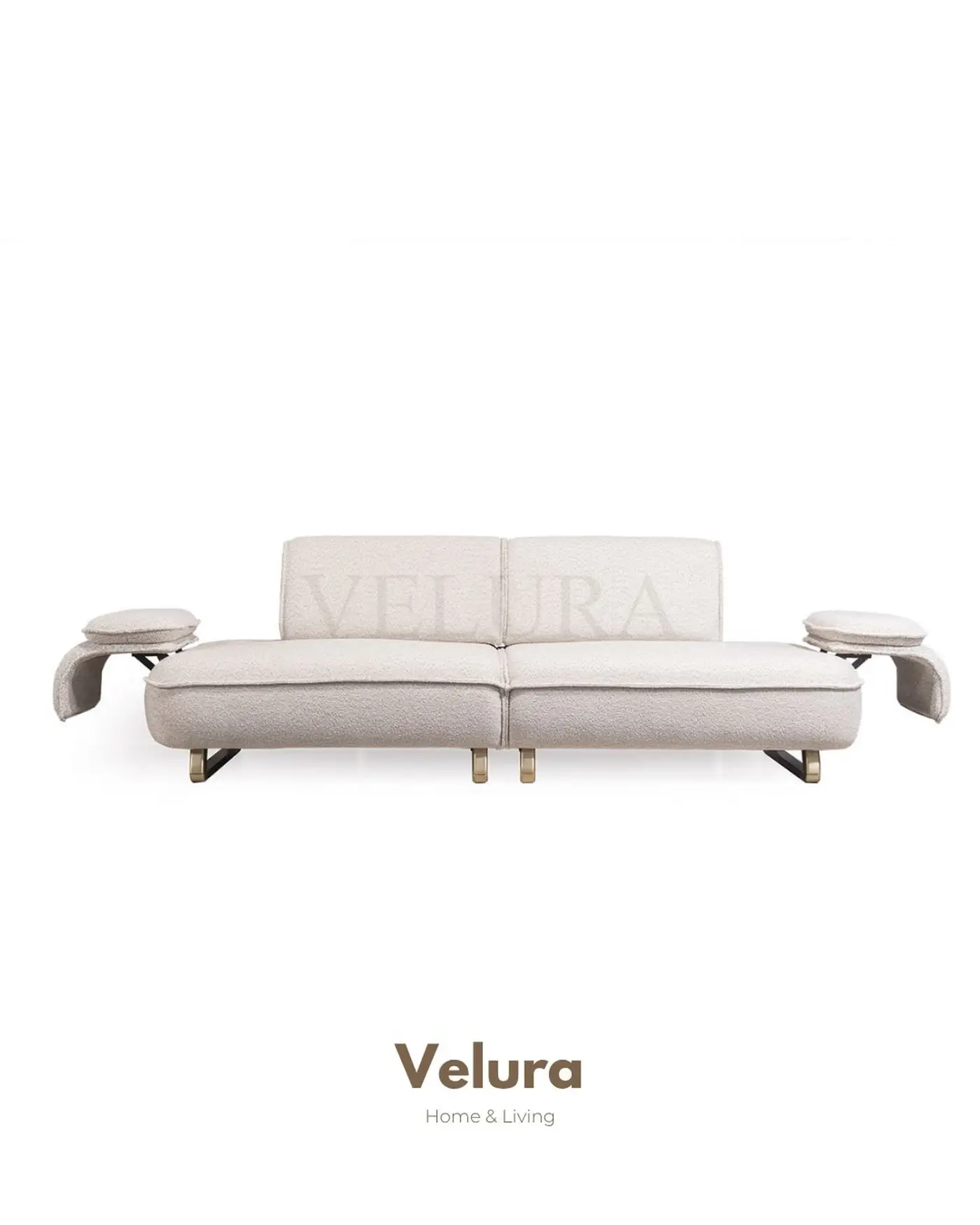 Krem renk Vista koltuk takımı, mat gold detaylı kanepe ve berjer